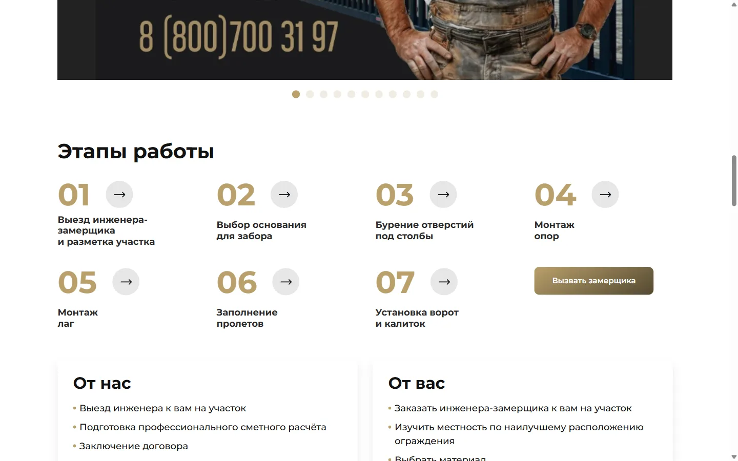 Этапы работы на сайте СПК