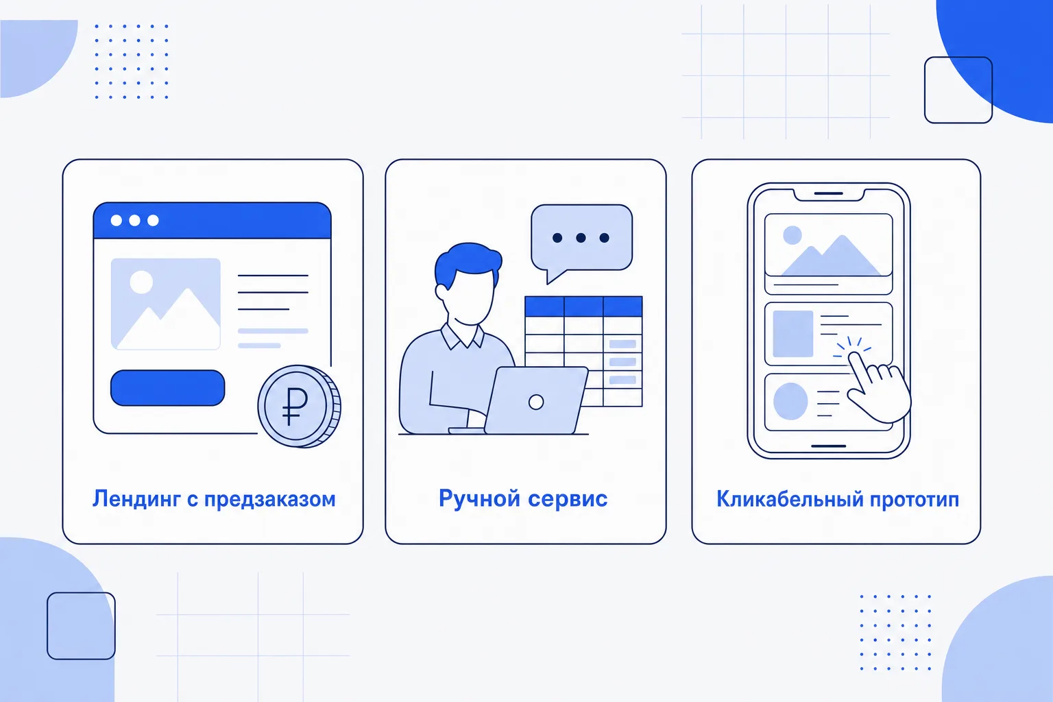 Три способа проверить спрос без разработки: лендинг с предзаказом, ручной сервис, кликабельный прототип